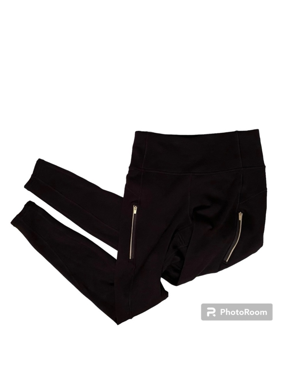 ATHLETA PANTS LEGGINGS NAVY BLUE FLEECE POCKETS ATHLEISURE SIZE S